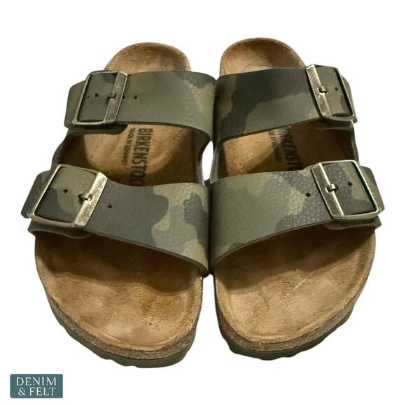 Birkenstock Arizona Camouflage Green Sandals Size 38 US 7/7.5 Women - Picture 3 of 13